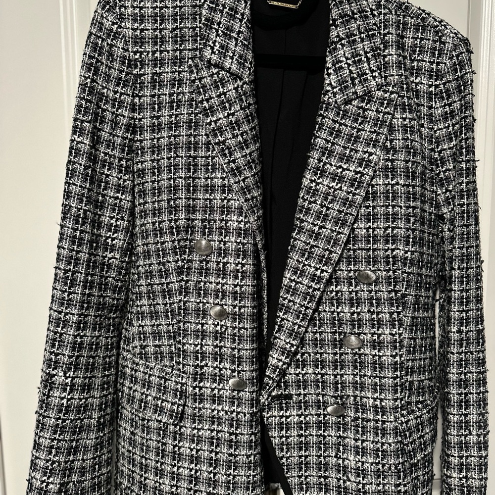 Elie Tahari Black and White Tweed Blazer